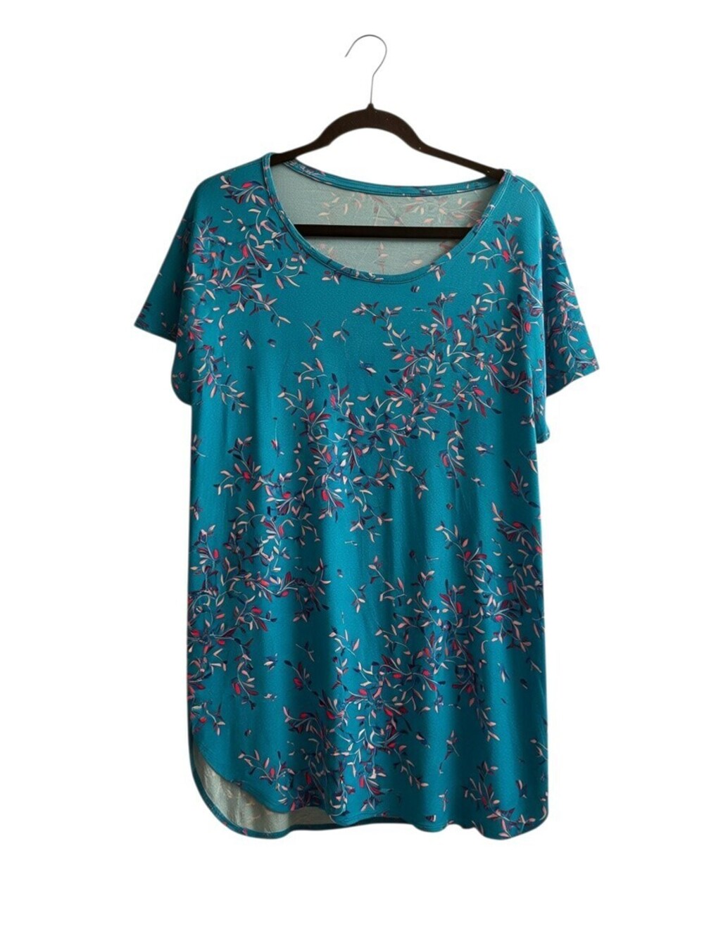 Apt. 9 Women's XL Blue Floral Short Sleeve Tunic Top